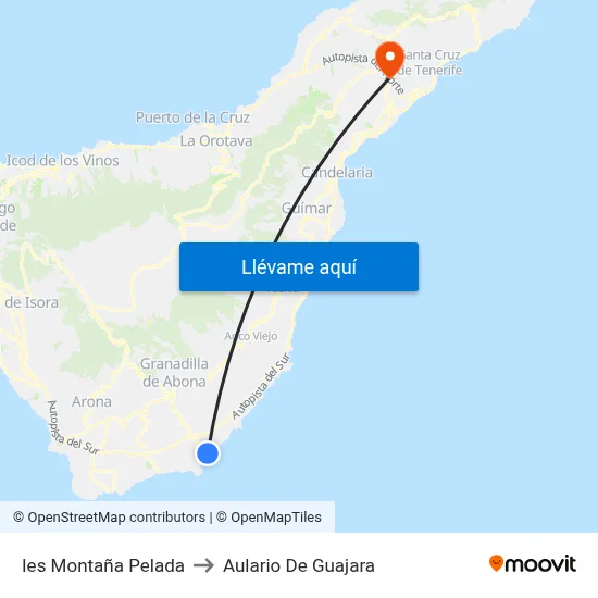 Ies Montaña Pelada to Aulario De Guajara map