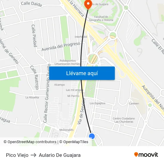 Pico Viejo to Aulario De Guajara map