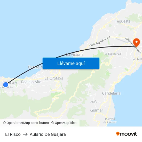 El Risco to Aulario De Guajara map