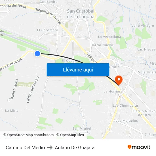 Camino Del Medio to Aulario De Guajara map