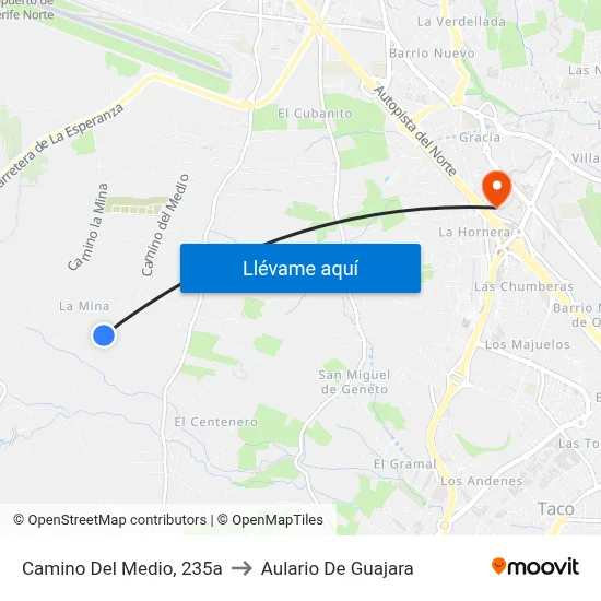 Camino Del Medio, 235a to Aulario De Guajara map