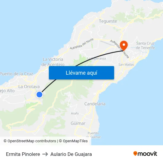 Ermita Pinolere to Aulario De Guajara map