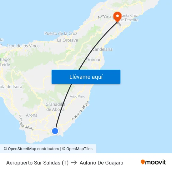 Aeropuerto Sur Salidas (T) to Aulario De Guajara map