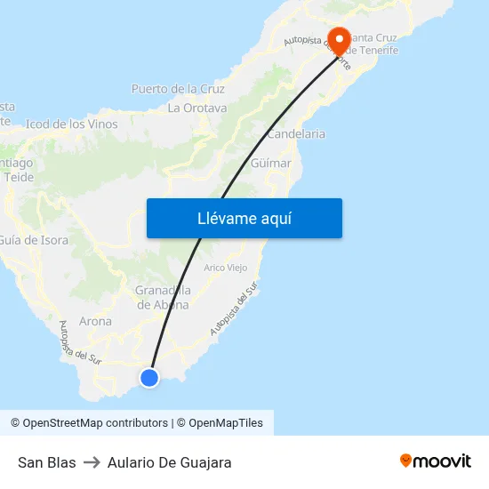 San Blas to Aulario De Guajara map