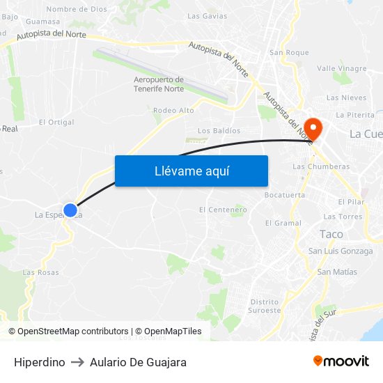 Hiperdino to Aulario De Guajara map