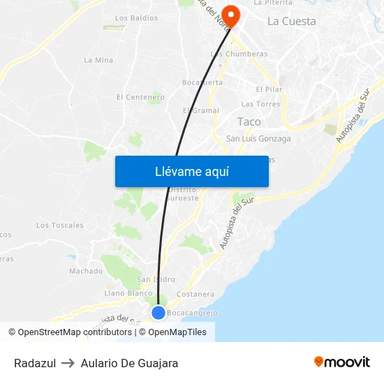 Radazul to Aulario De Guajara map