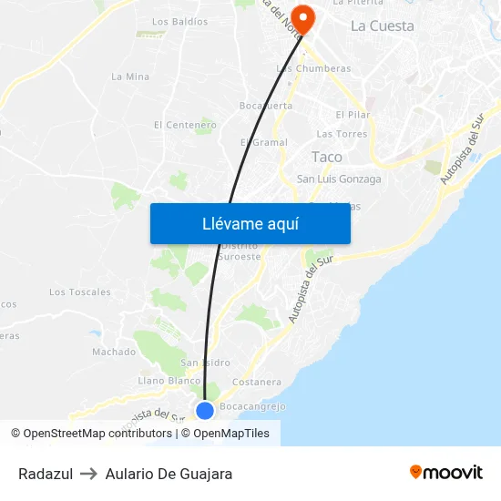 Radazul to Aulario De Guajara map