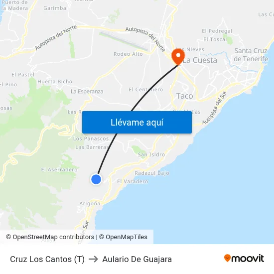 Cruz Los Cantos (T) to Aulario De Guajara map