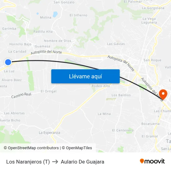 Los Naranjeros (T) to Aulario De Guajara map