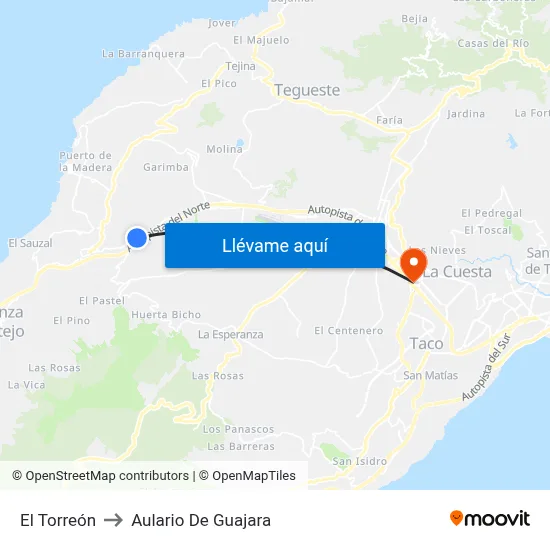 El Torreón to Aulario De Guajara map