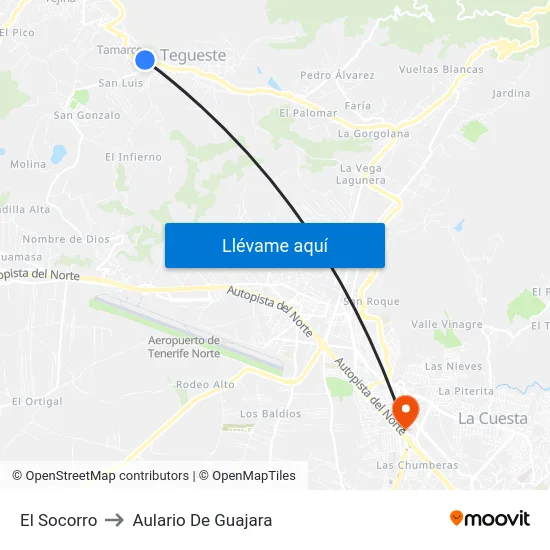 El Socorro to Aulario De Guajara map