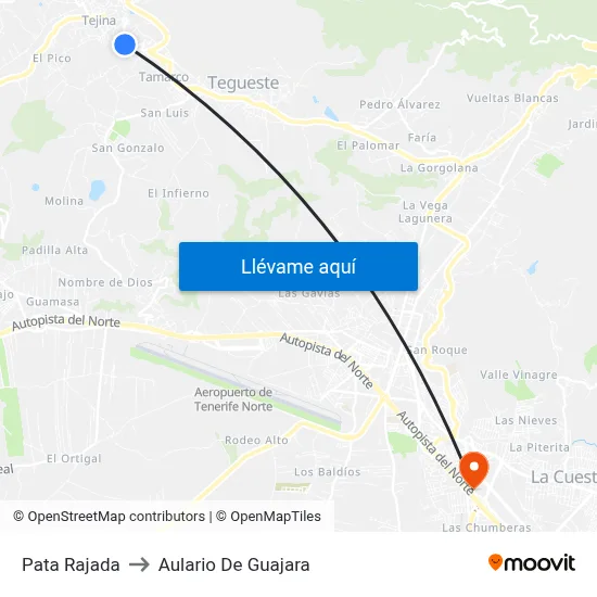 Pata Rajada to Aulario De Guajara map