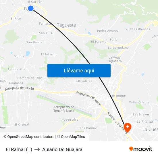 El Ramal (T) to Aulario De Guajara map