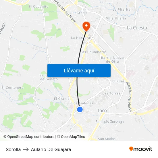 Sorolla to Aulario De Guajara map