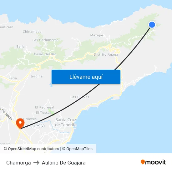Chamorga to Aulario De Guajara map