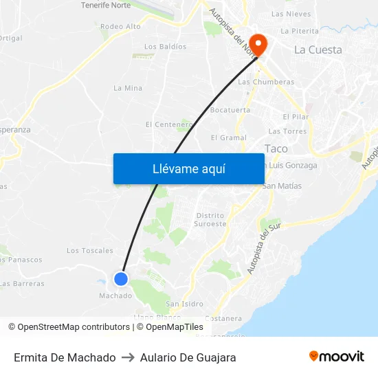Ermita De Machado to Aulario De Guajara map