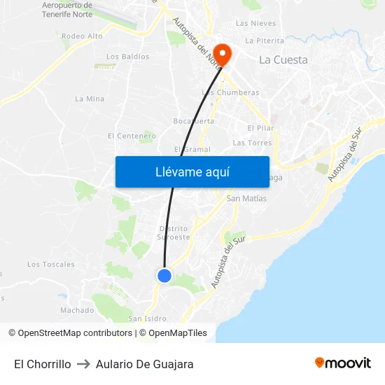 El Chorrillo to Aulario De Guajara map