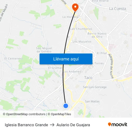 Iglesia Barranco Grande to Aulario De Guajara map