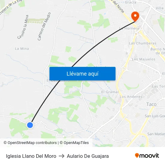 Iglesia Llano Del Moro to Aulario De Guajara map