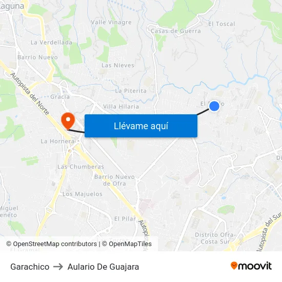 Garachico to Aulario De Guajara map