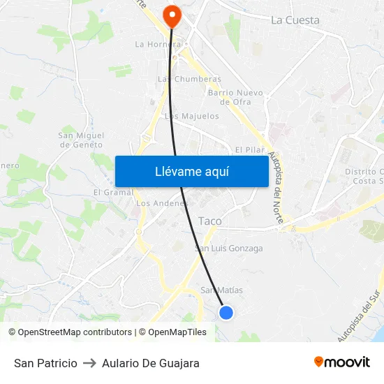 San Patricio to Aulario De Guajara map