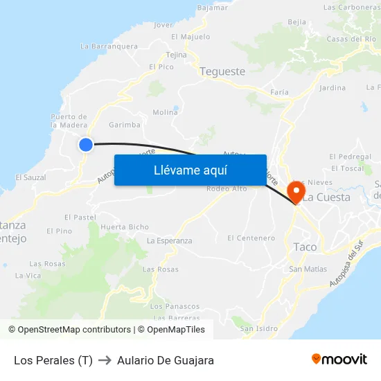 Los Perales (T) to Aulario De Guajara map