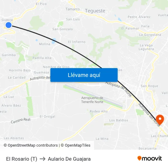 El Rosario (T) to Aulario De Guajara map