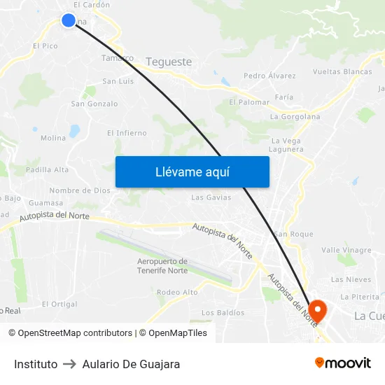 Instituto to Aulario De Guajara map