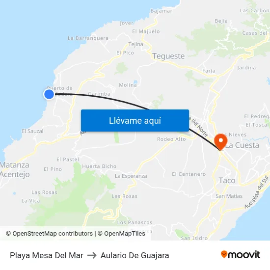 Playa Mesa Del Mar to Aulario De Guajara map