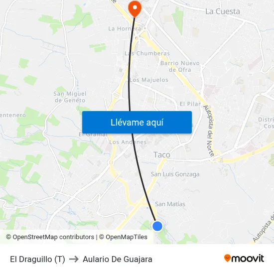 El Draguillo (T) to Aulario De Guajara map