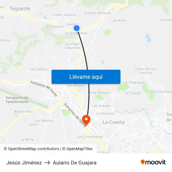 Jesús Jiménez to Aulario De Guajara map
