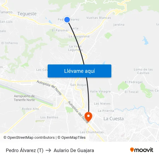 Pedro Álvarez (T) to Aulario De Guajara map