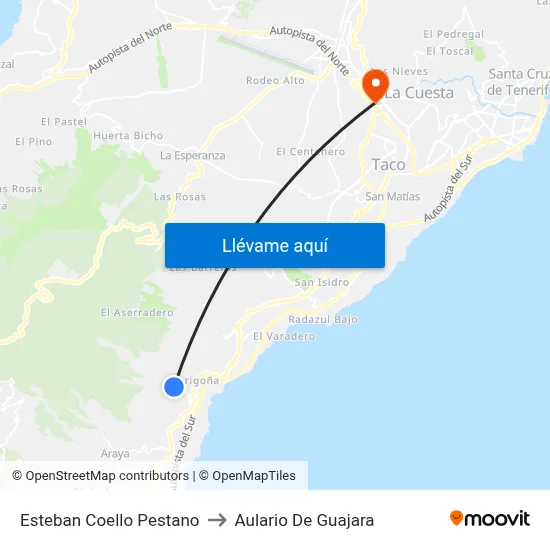 Esteban Coello Pestano to Aulario De Guajara map