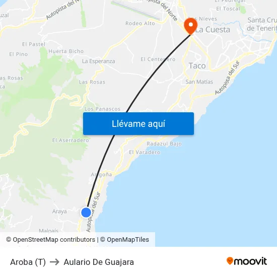 Aroba (T) to Aulario De Guajara map