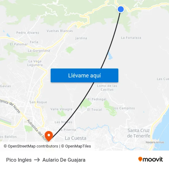 Pico Ingles to Aulario De Guajara map