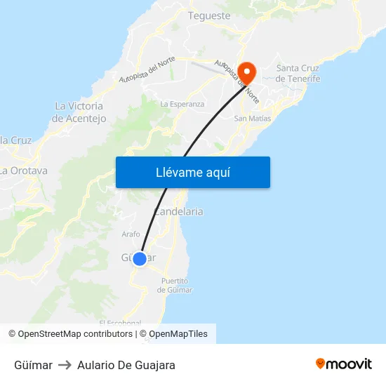 Güímar to Aulario De Guajara map