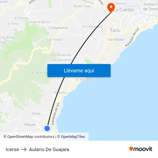 Icerse to Aulario De Guajara map