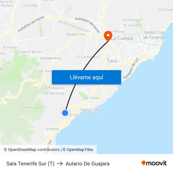 Sala Tenerife Sur (T) to Aulario De Guajara map