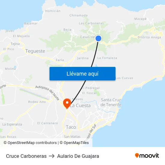 Cruce Carboneras to Aulario De Guajara map