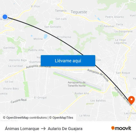 Ánimas Lomarque to Aulario De Guajara map