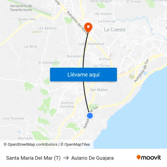 Santa María Del Mar (T) to Aulario De Guajara map