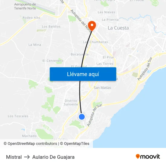 Mistral to Aulario De Guajara map