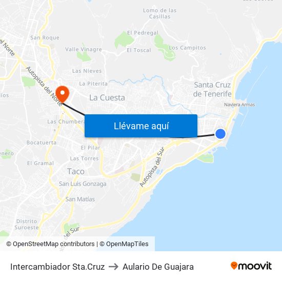 Intercambiador Sta.Cruz to Aulario De Guajara map