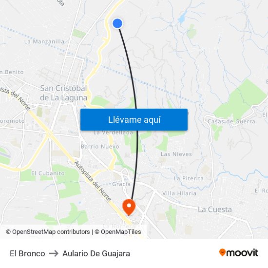 El Bronco to Aulario De Guajara map