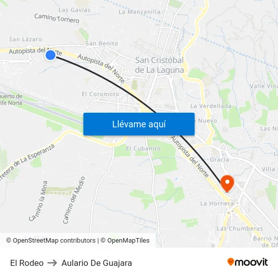 El Rodeo to Aulario De Guajara map