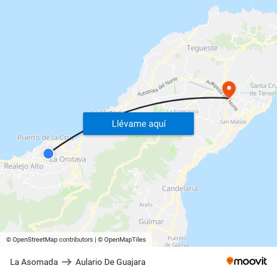 La Asomada to Aulario De Guajara map