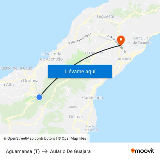 Aguamansa (T) to Aulario De Guajara map