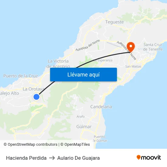 Hacienda Perdida to Aulario De Guajara map