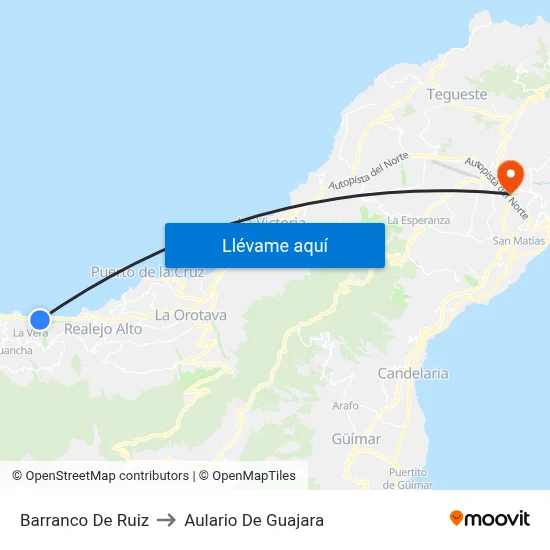 Barranco De Ruiz to Aulario De Guajara map