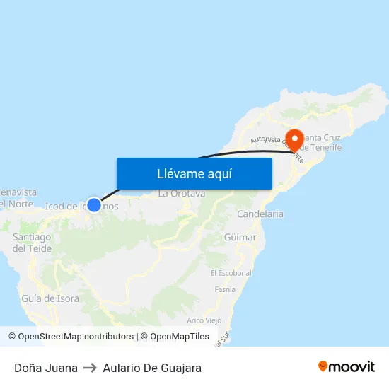 Doña Juana to Aulario De Guajara map